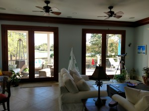 Drew, Livingroom renovation, custom sapele trim around windows and crown molding.