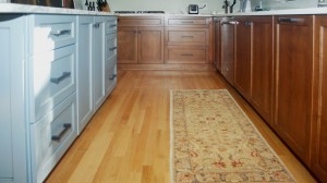Polaris Blue Island Cabinets and Country Pine Stained Base Cabinets