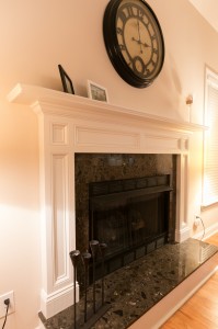 Fireplace mantle with granite hearth
